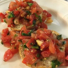 Gluten-free bruschetta from Trattoria La Casalinga